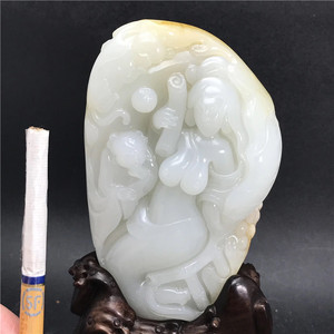 新疆和田玉独籽三娘教子摆件